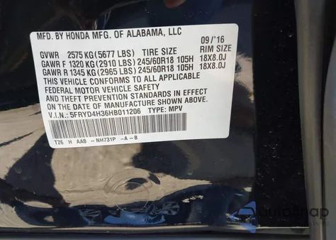 2017 Acura Mdx z USA, uszkodzony, nr VIN 5FRYD4H36HB011206